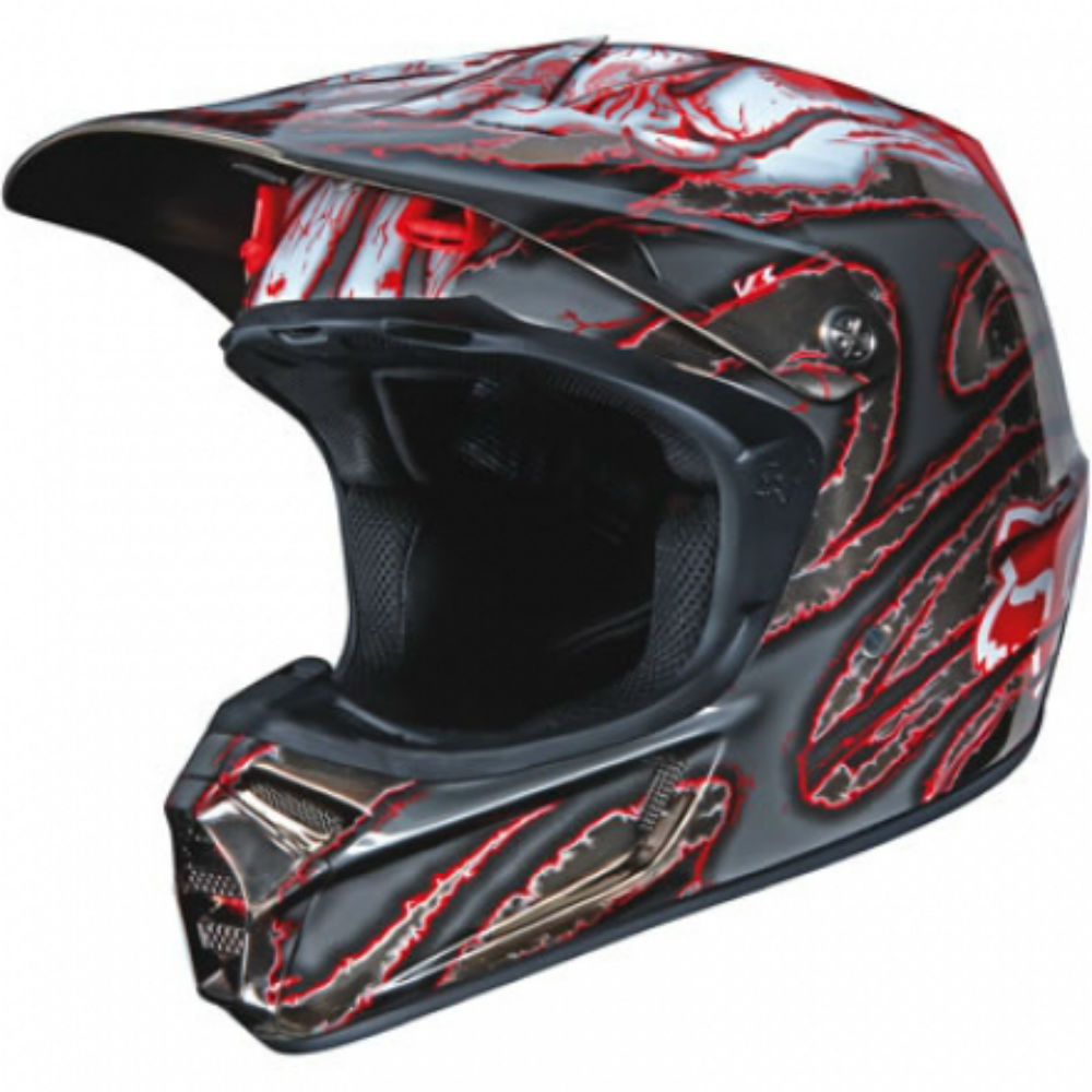 Capacete FOX V3 Brigade vermelho / chrome