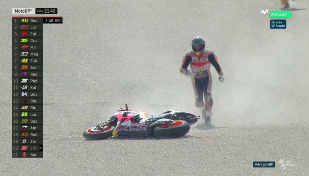 MotoGP – Vídeo: A queda de Marc Márquez na 4ª sessão de treinos livres