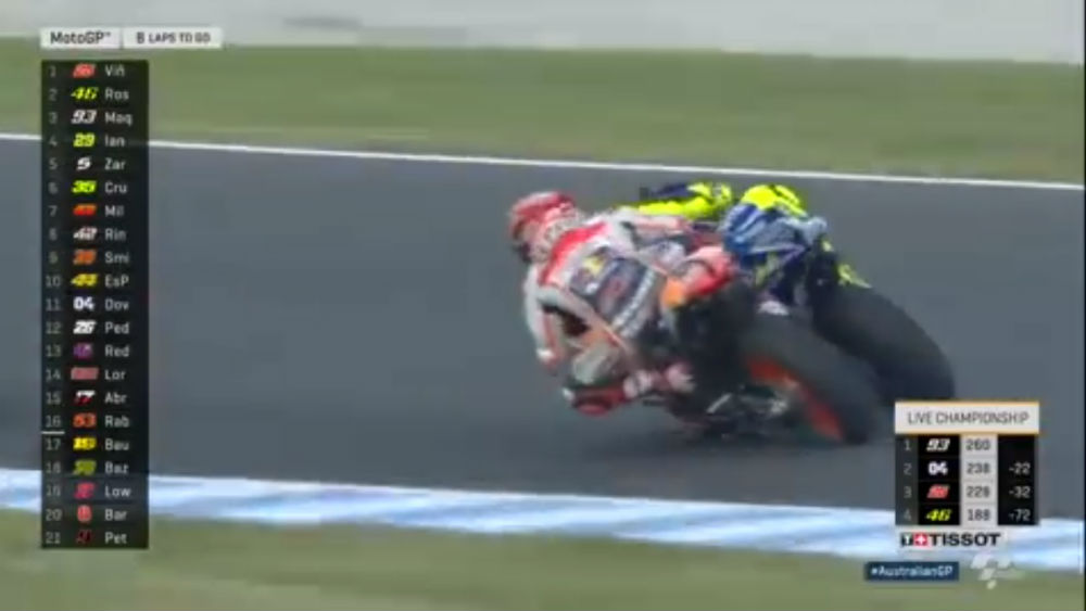 MotoGP – Vídeo: O toque de Marc Márquez em Valentino Rossi