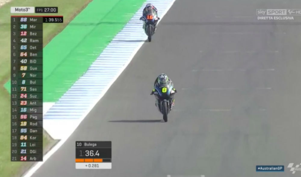Moto3 – GP da Austrália: Nicolo Bulega o mais rápido na 1ª sessão de treinos livres