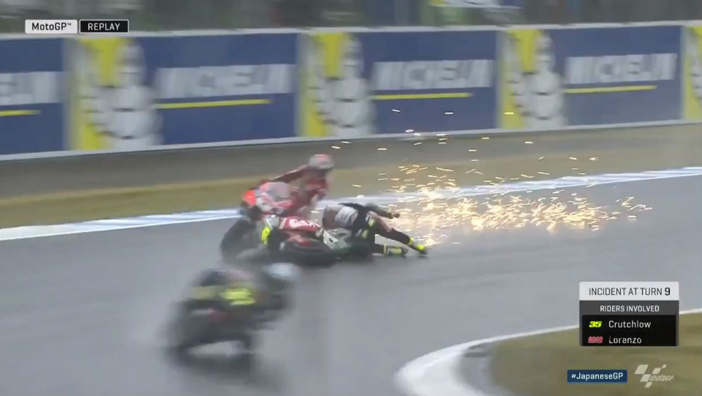 MotoGP – Vídeo: Queda de Lorenzo e Crutchlow em Motegi