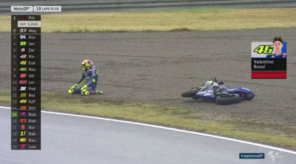 MotoGP – Vídeo: A queda de Valentino Rossi no GP do Japão