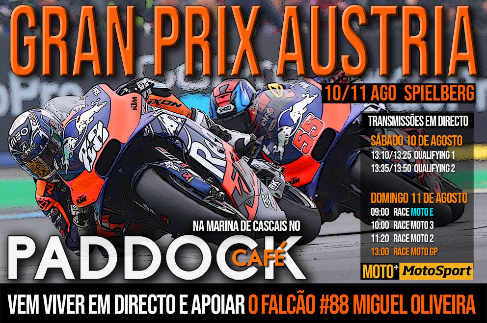Grande Prémio da Austria com Transmissão Directa no Paddock Café
