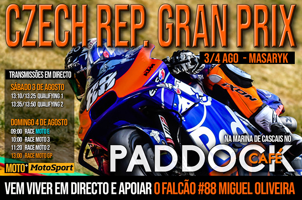 Vem assistir em directo ao Grande Prémio da República Checa e apoiar o nosso piloto Miguel Oliveira