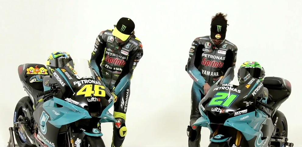 MotoGP, 2021: Yamaha Petronas apresenta Rossi e Morbidelli em grande