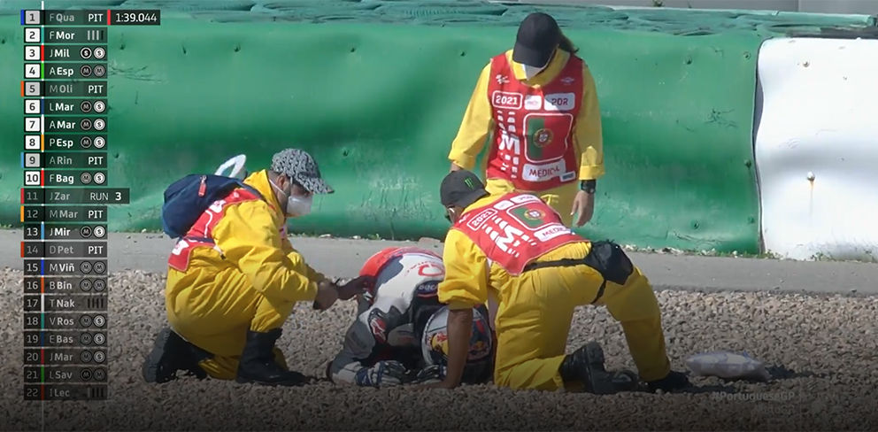 MotoGP, 2021, Portimão : Sessão 3 parada por grave queda de Martin
