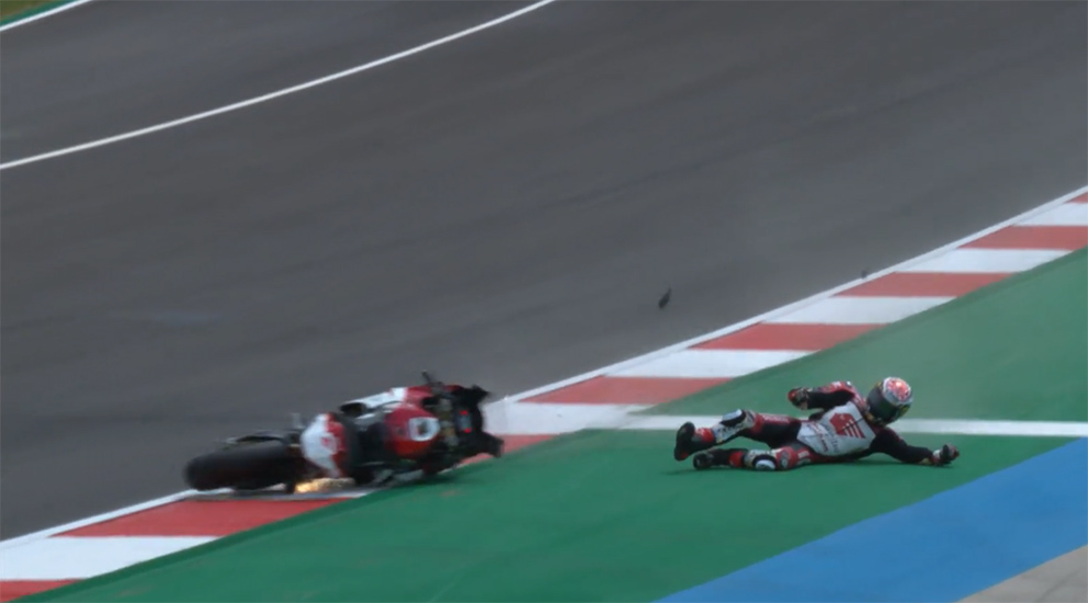 MotoGP, 2021,Portimão: A impressionante queda de Nakagami