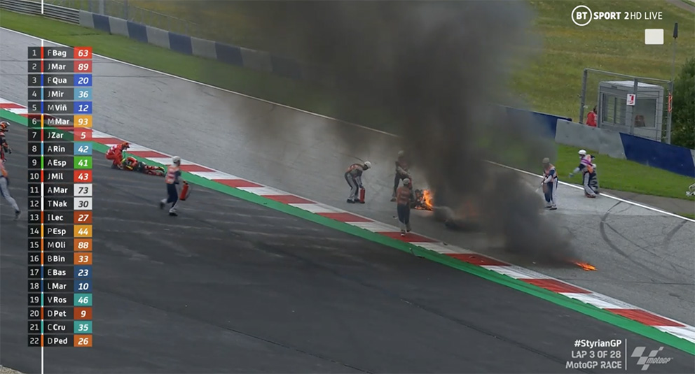 MotoGP, 2021, Estíria: Corrida interrompida por queda de Pedrosa e Savadori