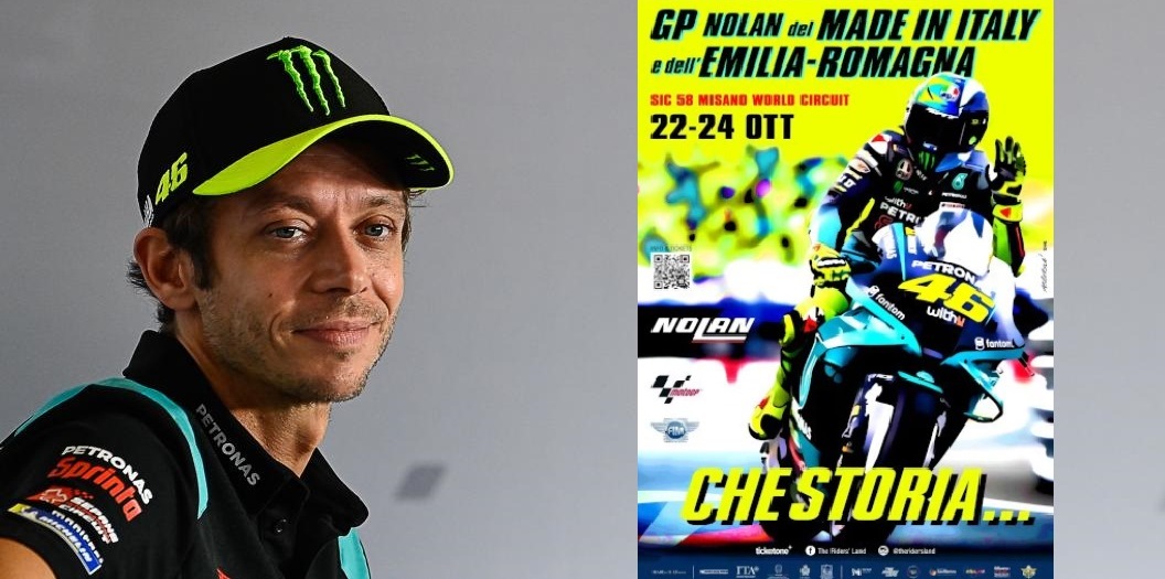 MotoGP, 2021, Misano 2: Cartaz de homenagem a Valentino Rossi