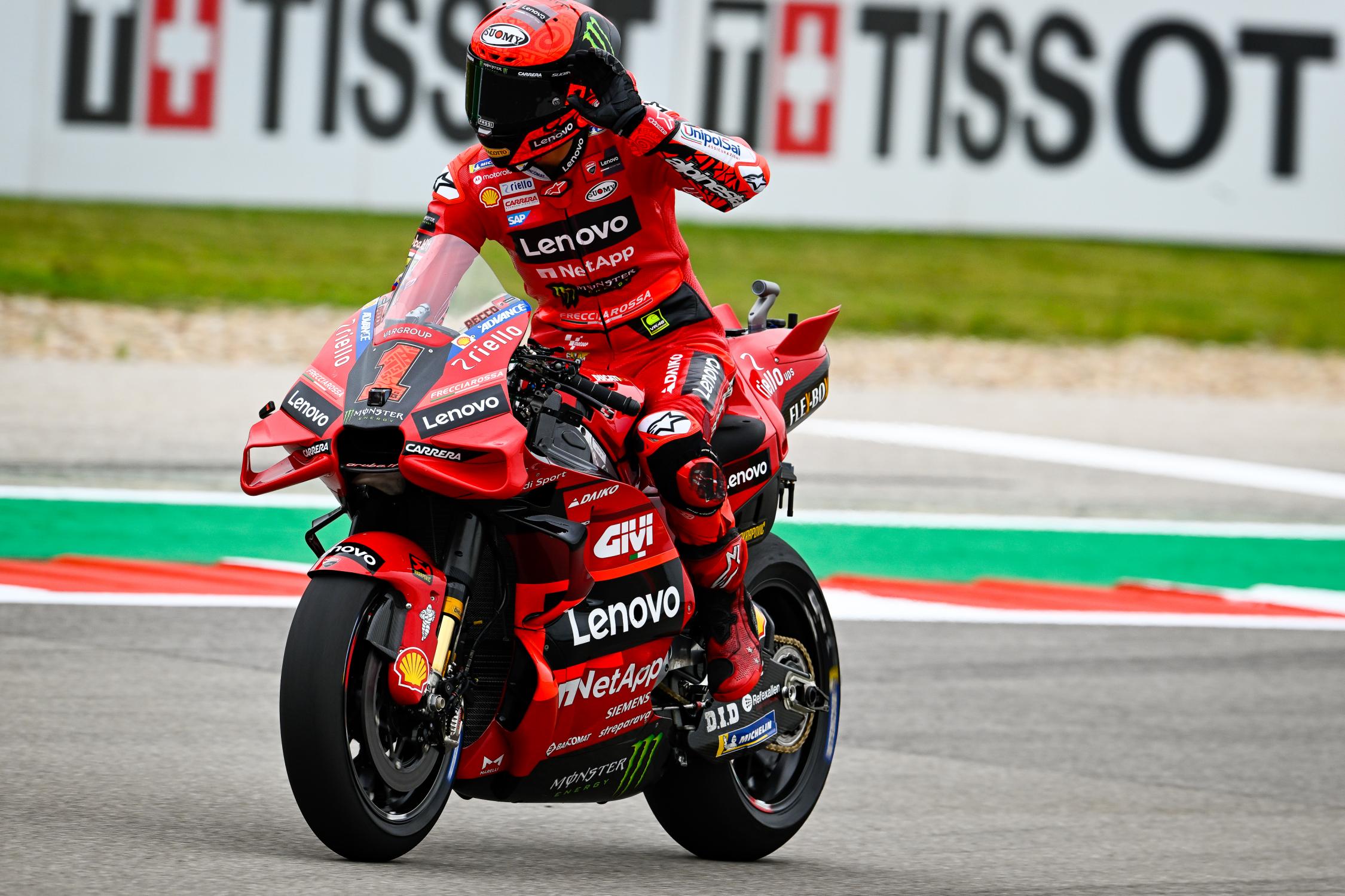 MotoGP, Estados Unidos, T3: Bagnaia e Ducati dominam antes da qualificação
