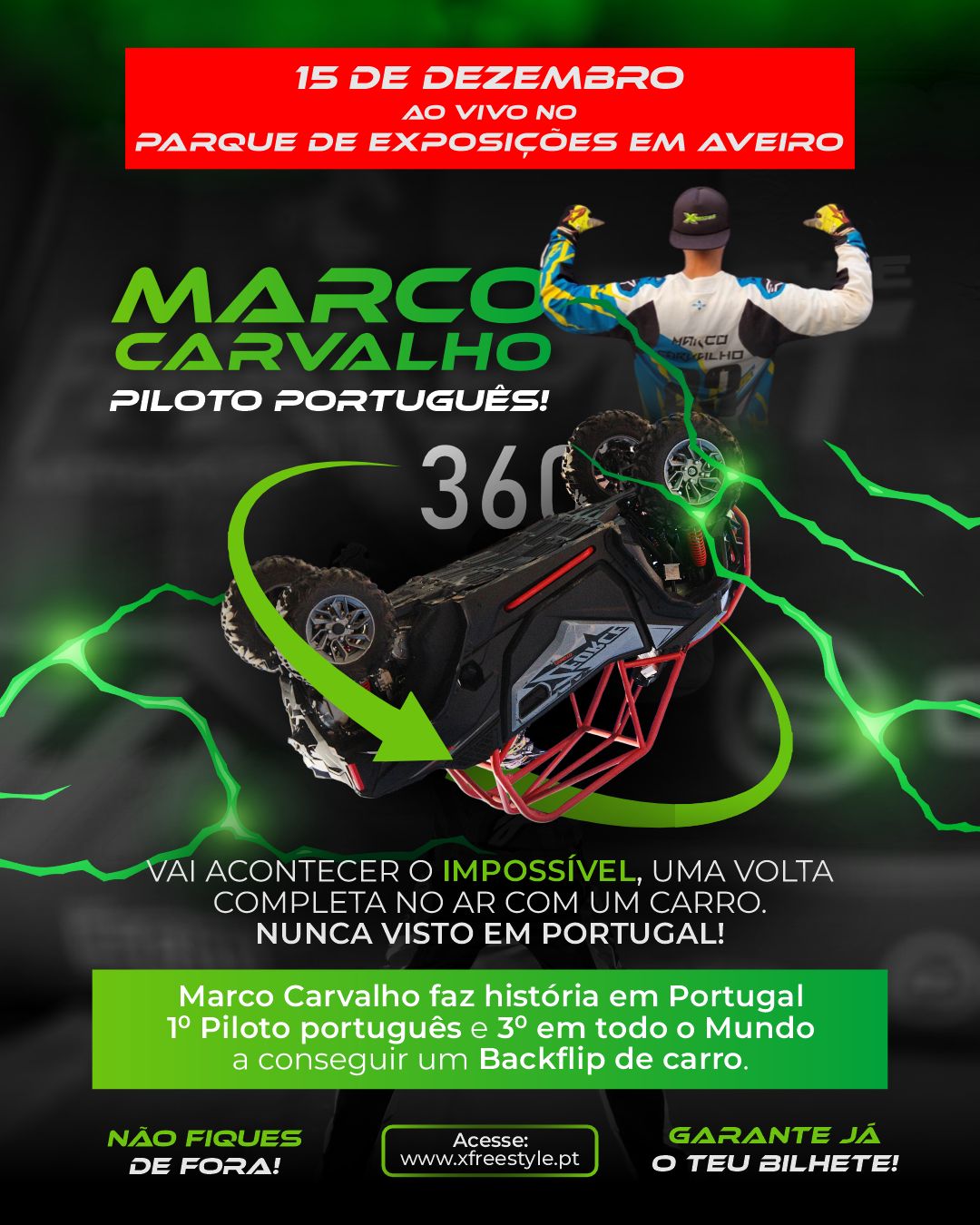 Marco Carvalho: 15 de Dezembro será o primeiro português a dar um backflip de carro