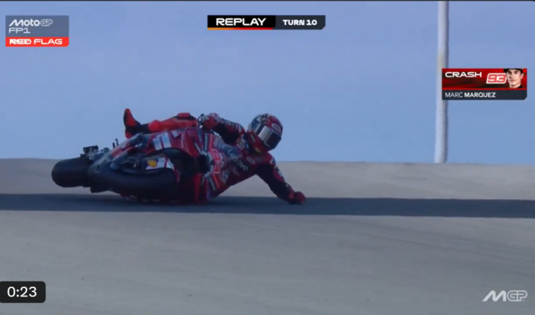 MotoGP: Arrepiante! Marc Márquez sofre queda a alta velocidade