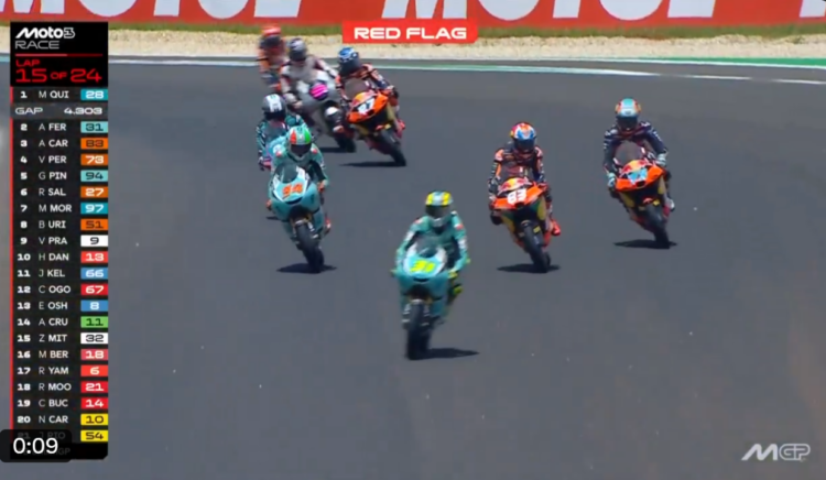 MotoGP: Moto3, bandeira vermelha interrompe corrida; será retomada com 5 voltas restantes