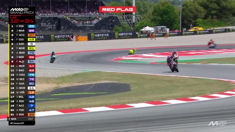MotoGP: Drama! Bandeira vermelha na Catalunha após incidente brutal entre Acosta e Márquez