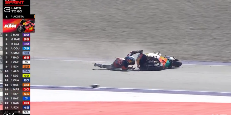 MotoGP: Vídeo, Acosta domina e… cai! Drama na Sprint da Áustria