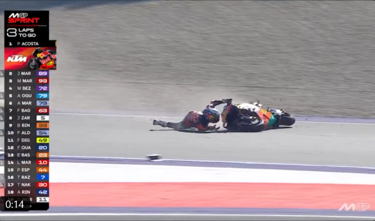 MotoGP: Vídeo, Acosta domina e… cai! Drama na Sprint da Áustria
