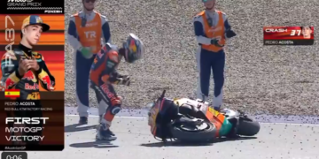 MotoGP: Vídeo, Acosta transforma a queda em celebração ‘Não havia outra forma de festejar’