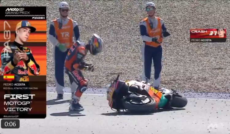 MotoGP: Vídeo, Acosta transforma a queda em celebração ‘Não havia outra forma de festejar’